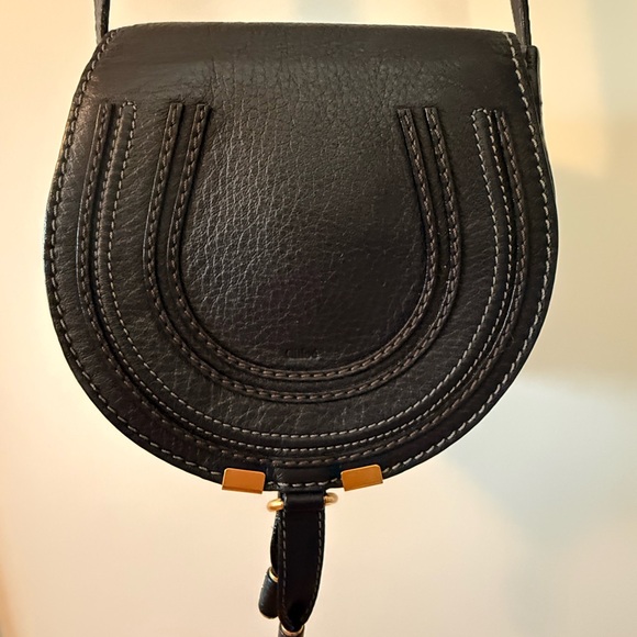 Chloe Black Leather Small Marcie Crossbody Purse - Picture 6 of 7